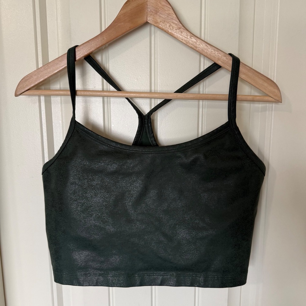 OFFLINE by Aerie Sports Bra Womens Large Green Excellent Crackle Metallic Top - Picture 2 of 7